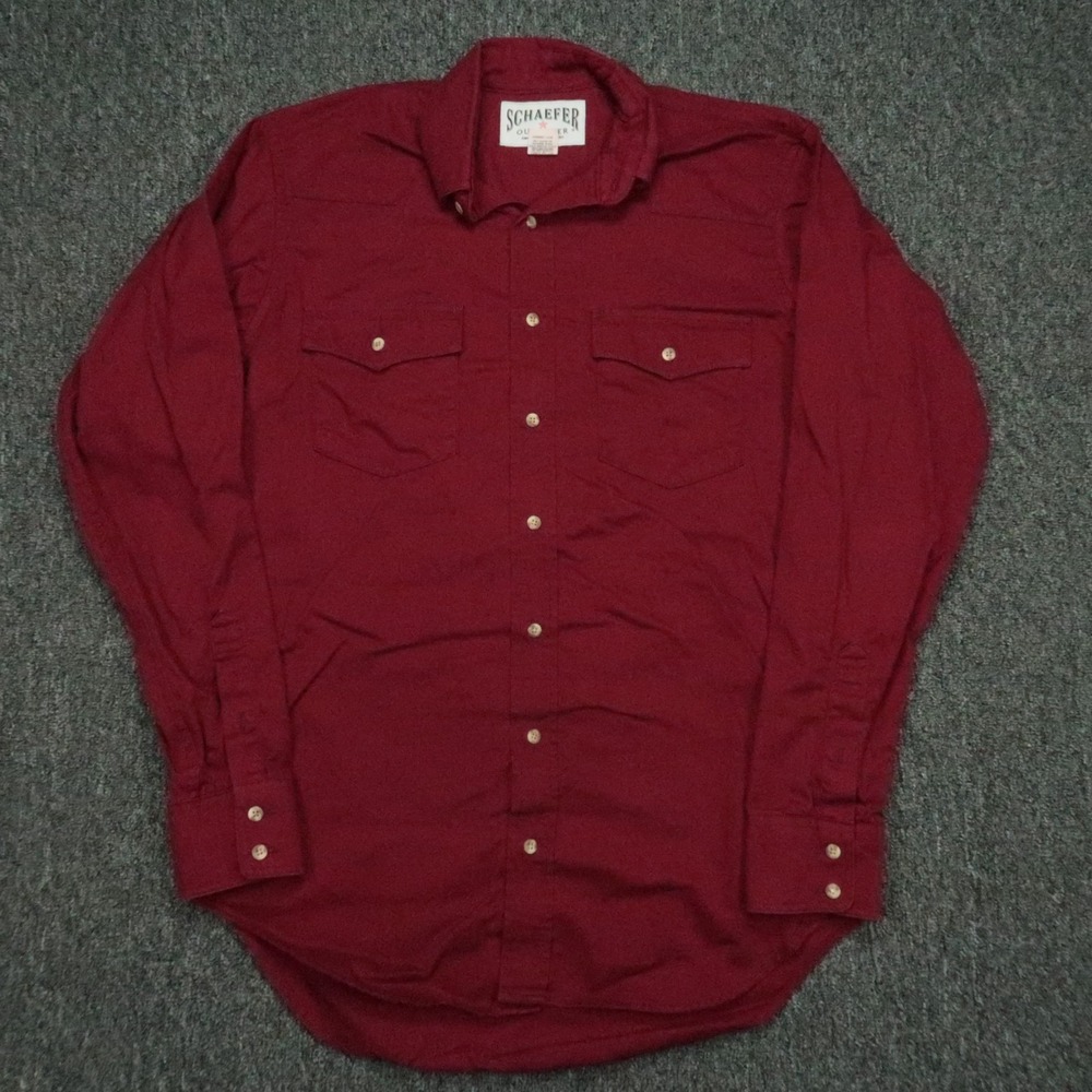 Schaefer Outfitter Shirt Men Medium Red Long Sleeve Workwear Button Down 7071‎